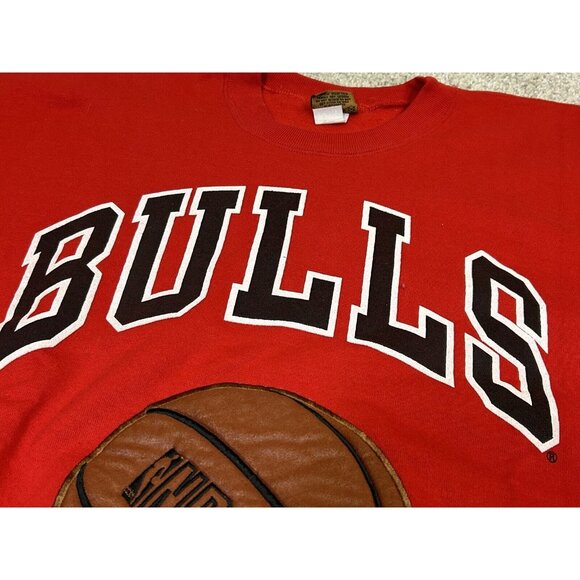 Vintage Nutmeg Chicago Bulls Crewneck‎ Sweatshirt Men's Size XL Spellout 1990s - Picture 4 of 7